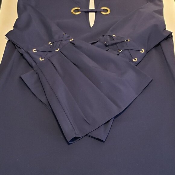 MICHAEL Michael Kors Bell-Sleeve Blouse | NWT | Navy Blue | Size S - Picture 2 of 7